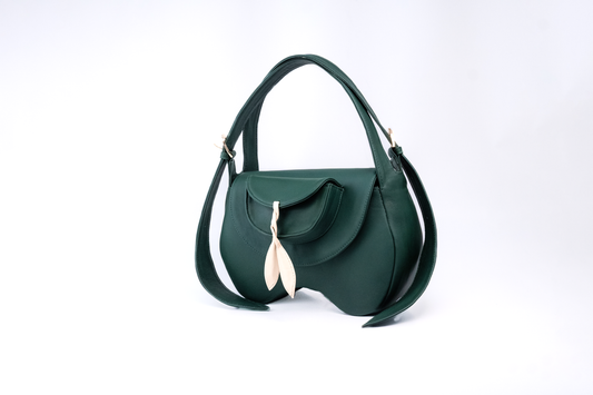 Bolsa messenger Callisto verde con orejas de conejo latte, Luna Lenore